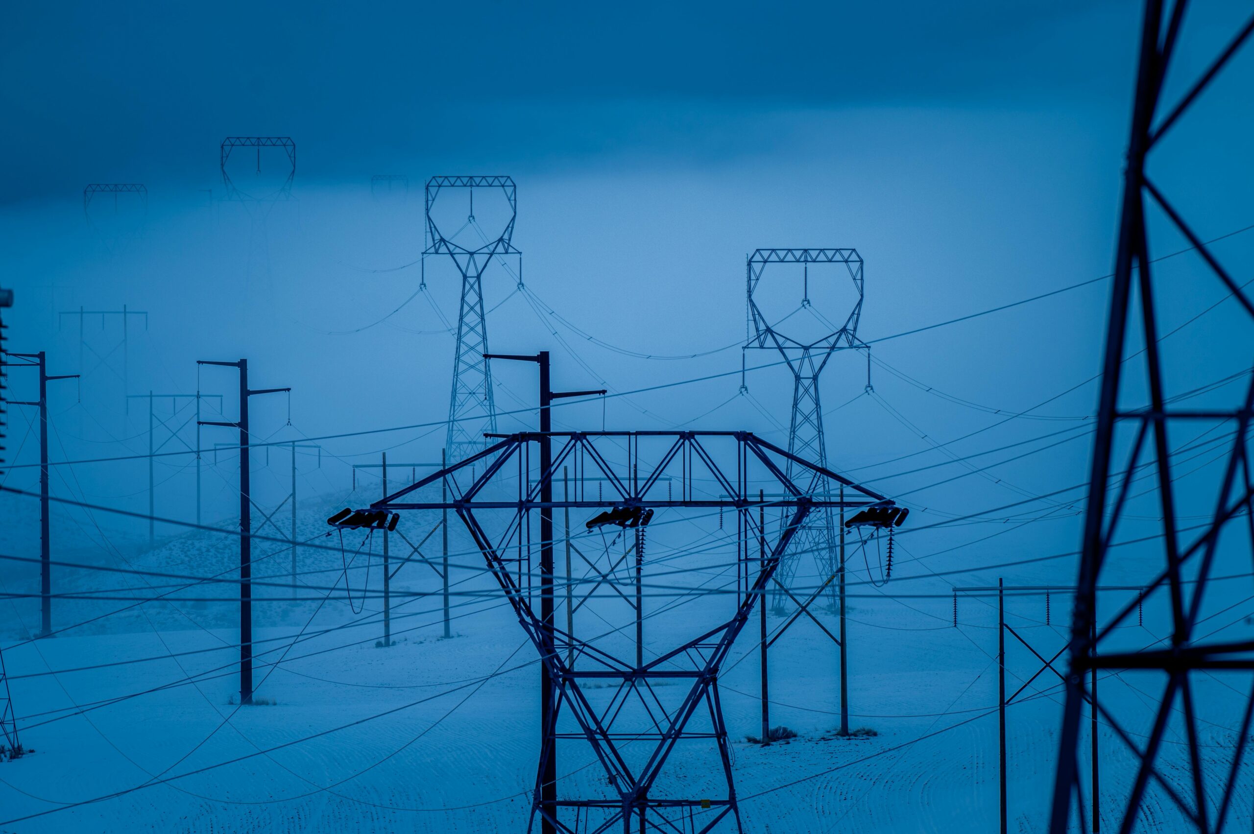 free photo of transmission towers in winter